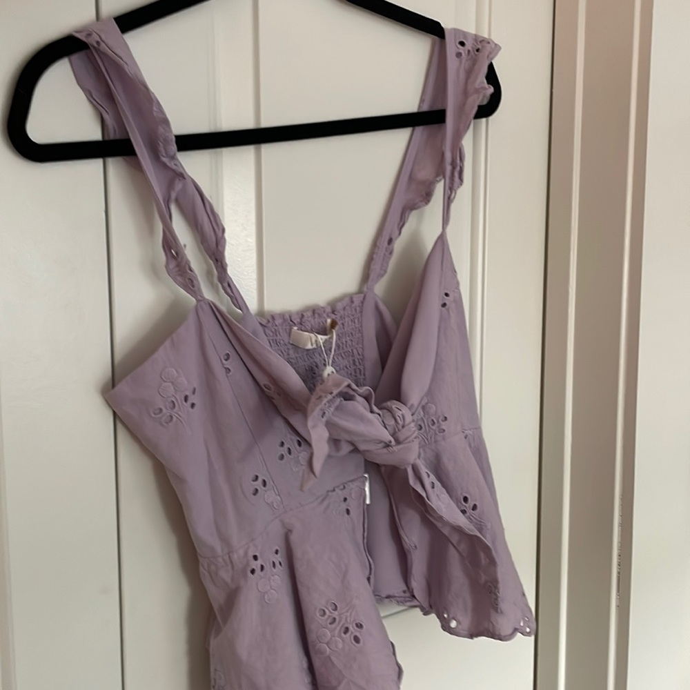 Purple tie front crop top